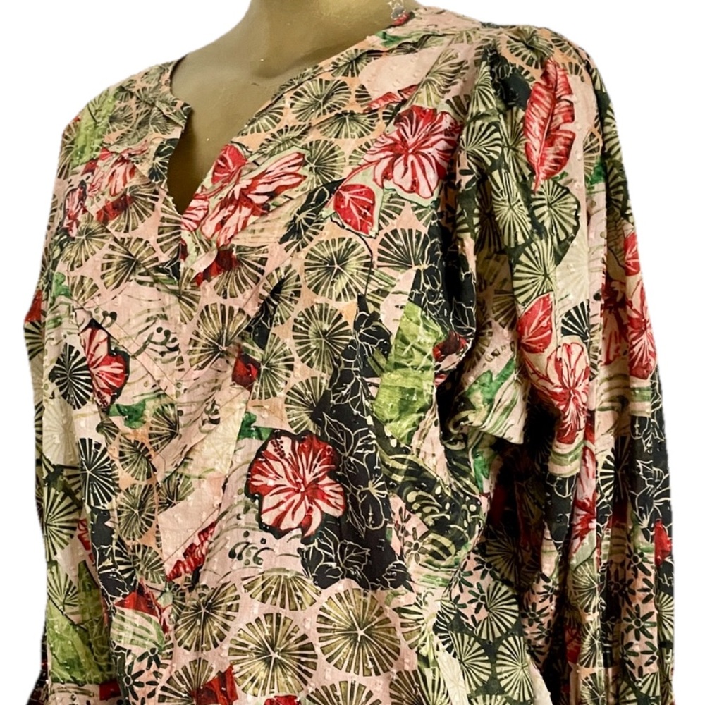CHUFY My Aussie Days DESERT Flower Print Pleated BOHEMIAN Blouse Peasant TOP S/M - Picture 8 of 16
